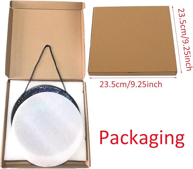 Hummingbirds and Flowers Pattern Suncatcher Stained Glass,Hanging Stained Glass for Windows,20cm/7.87inch Hand-Painted Sun Catcher Garden Hangings Painted Glass Panel Decor Themed Gift