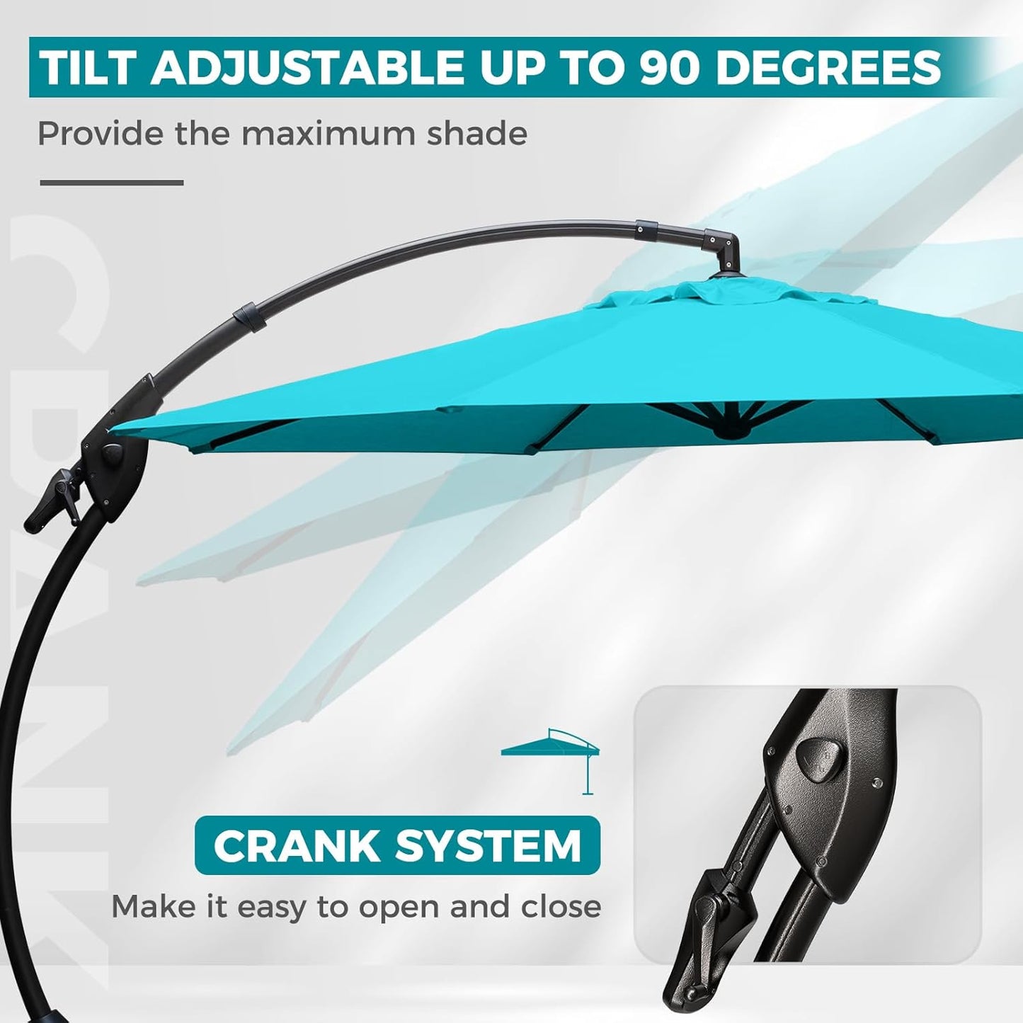 Grand patio 12 FT Sunbrella Cantilever Umbrella with Base Outdoor Aluminum Offset Umbrella with Tilt Adjustment (Aruba, 12 FT-SUNBRELLA)