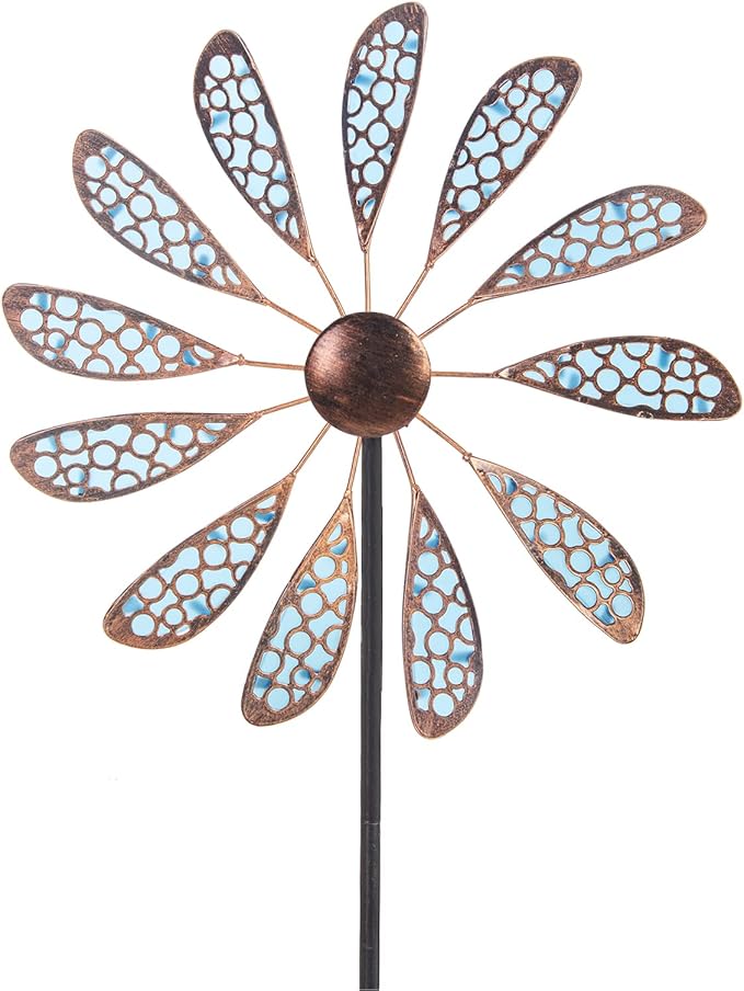 DREAMYSOUL Outdoor Wind Spinner 33" Metal Wind Sculpture Waterproof Fluorescence Wind Spinners for Garden Patio Lawn Decoration