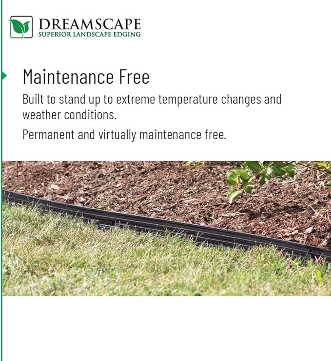 Dreamscape E-Z Edge Aluminum Landscape Edging - 4 Strips, 6ft Each (24ft Total), Brown Painted - Professional Quality Landscaping Border, Metal Divider for Lawn, Garden, Flowerbed