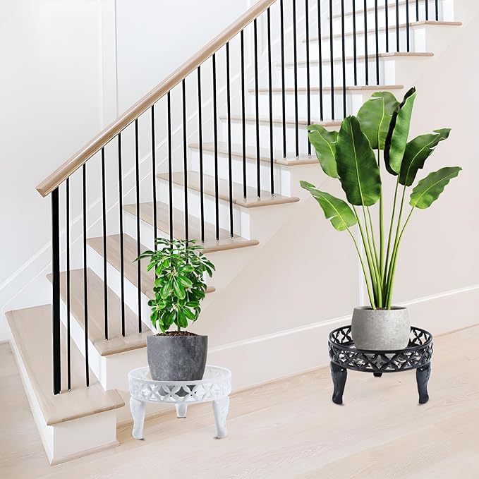 2 Pack Black Plant Stand, Anti-Rust Planter Stands for Indoor Plants, Metal Plant Stands Outdoor, Round Plant Shelf Flower Pot Stand, Display Shelves Potted Plant Holders for Garden Patio