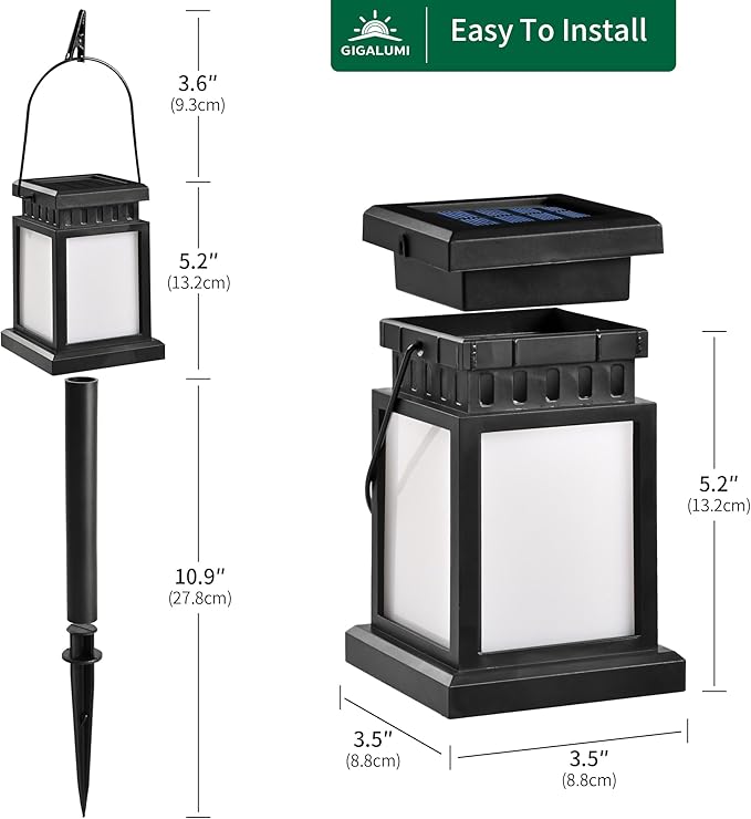 GIGALUMI Solar Lanterns Outdoor Waterproof, 8 Pack Hanging Solar Lanterns for Outside, Flame Effect Outdoor Lights for Pathway, Garden, Patio, Lawn, Porch, Gazebo, Tent, Tree, Yard(Flickering Lights)