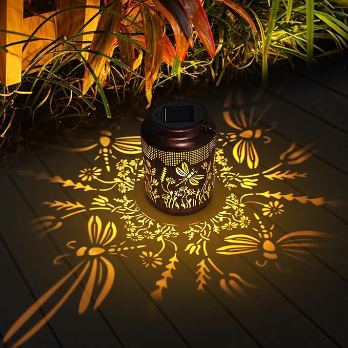 Fastrrugle Solar Lanterns Outdoor Waterproof Hanging Dragonfly Solar Lights Outdoor Decorations Gifts for Women Mom Grandma LED Lanterns Garden Decor Outside for Yard, Patio, Backyard, Porch
