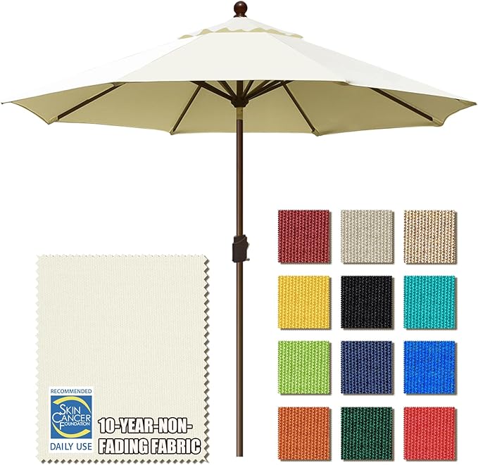 EliteShade USA 10-Year-Non-Fading 10Ft Market Umbrella Patio Umbrella Outdoor Table Umbrella with Ventilation, Natural