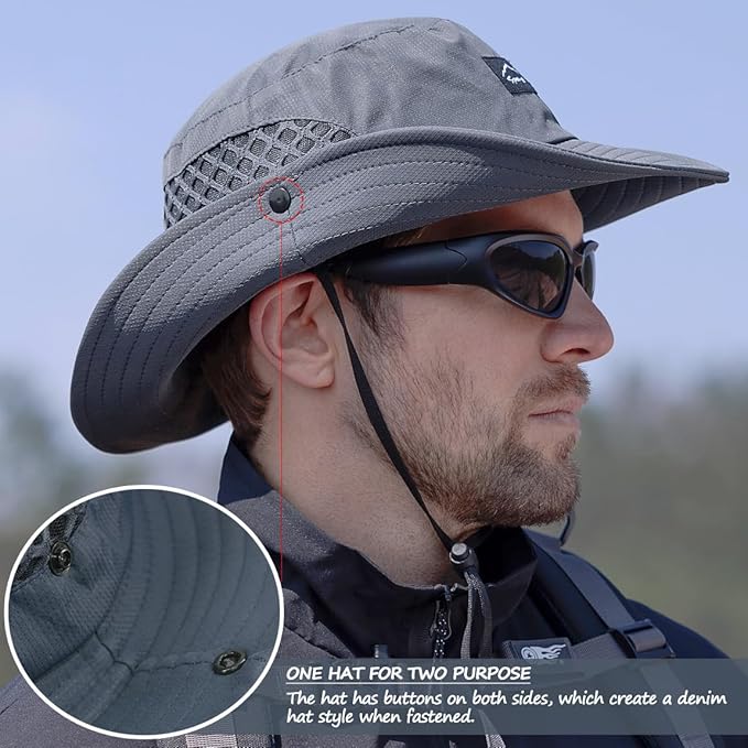 Fishing Hat, UPF50+ Wide Brim Sun Hat for Men Women, UV Protection Hiking Beach Bucket Hats Summer Safari Hat