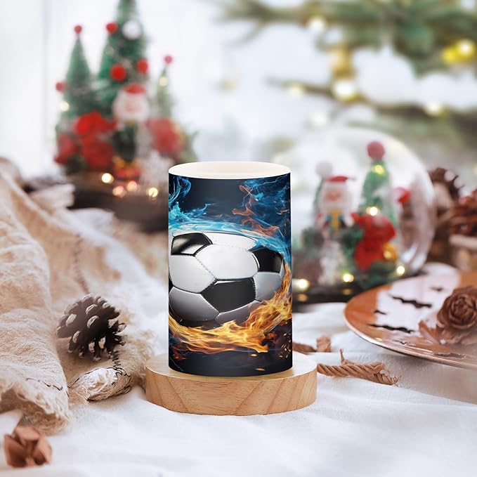 Flickering Flameless Candles, Soccer Ball LED Candles with Remote Timer, Set of 2 Battery Operated Candle for Valentine Wedding Birthday