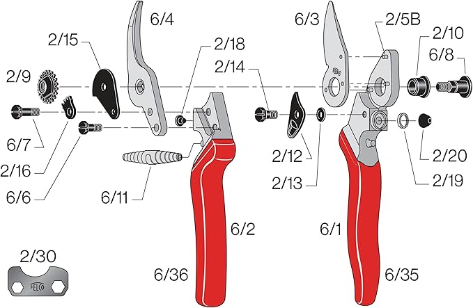 Felco F6 Pruning Shears – 7.7" Swiss-Made Garden Clippers for Medium Hands | Hand Pruners for Gardening | Garden Tool Cutter with Precision Bypass Blade, Forged Aluminum Handles, Replaceable Parts