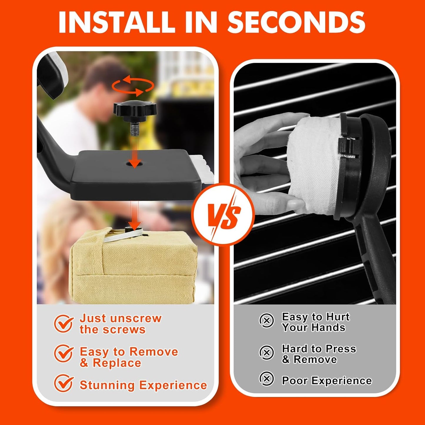 DR DAPPER Grill Brush Scraper Replace Head BBQ Cleaning Brush Bristle Free Upgraded Steam Scrubber Grill Cleaner Accessories Cloth Brush Tool for Cast Iron Stainless-Steel Grates Grill Cleaner Brushes