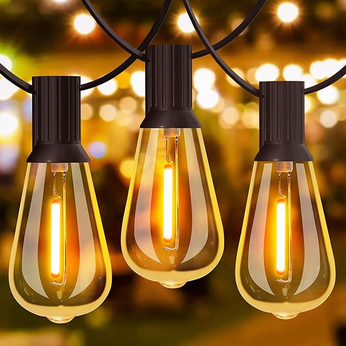 GLUROO Outdoor String Lights 180FT, 90+6Pcs Vintage Bulbs Shatterproof 2700K LED Patio String Lights Waterproof, Connectable Edison Style Lights, Hanging Lights for Backyard, Bistro