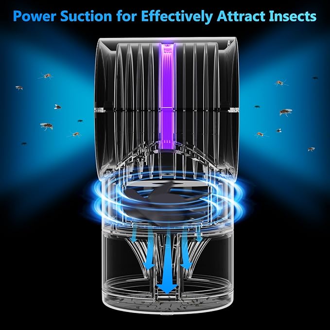 Fruit Fly Trap for Indoors, Fly Traps Indoor for Home Indoor Insect Trap with Suction, Time Setting, Bug Light & 10 Pcs Sticky Glue Boards (White)