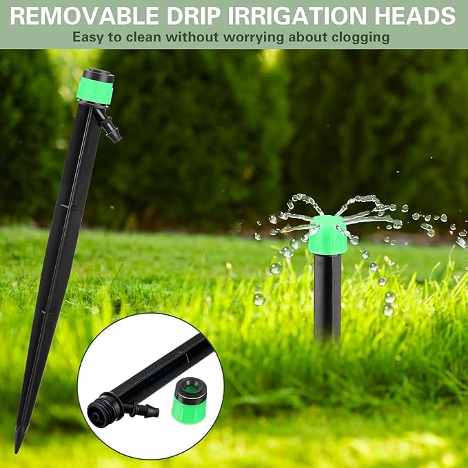120 Pcs Drip Irrigation Emitters for 1/4'' Drip Irrigation Tubing 60 Irrigation Emitters Sprayer 60 Adjustable 360 Degree Water Flow Drippers for Patio Lawn Garden Watering