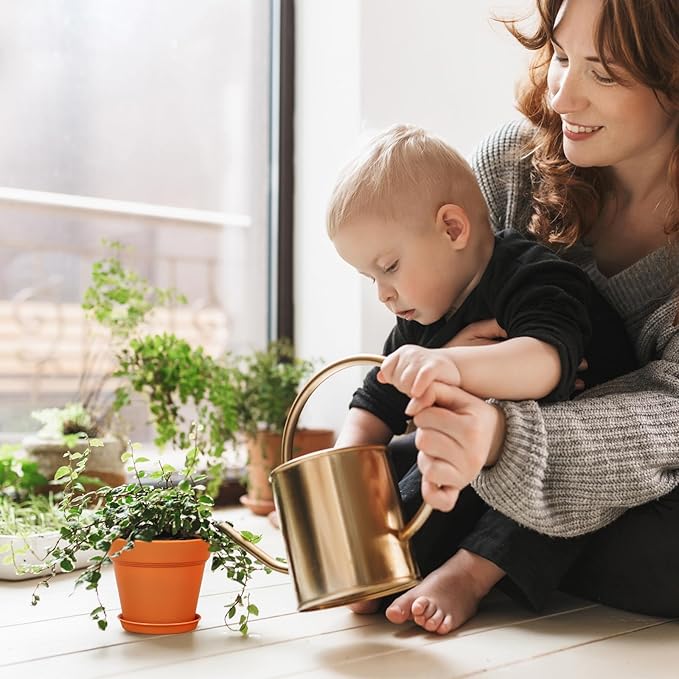 4 inch Small Plastic Nursery Pots, 16 Pack Plant Pots for Indoor Outdoor Plants, Flower Pots with Drainage Holes and Saucers, Decorative Seedling Starter Planters for House Plants, Terracotta