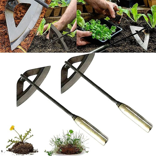 Garden Tools Hollow Hoe, All-Steel Hardened Hollow Hoe, Sharp Garden Edger Weeder, Durable Gardening Hoe Hand Tool Weed Puller Accessories for Backyard Weeding, Soil Loosening, Farm Planting (2PCS)