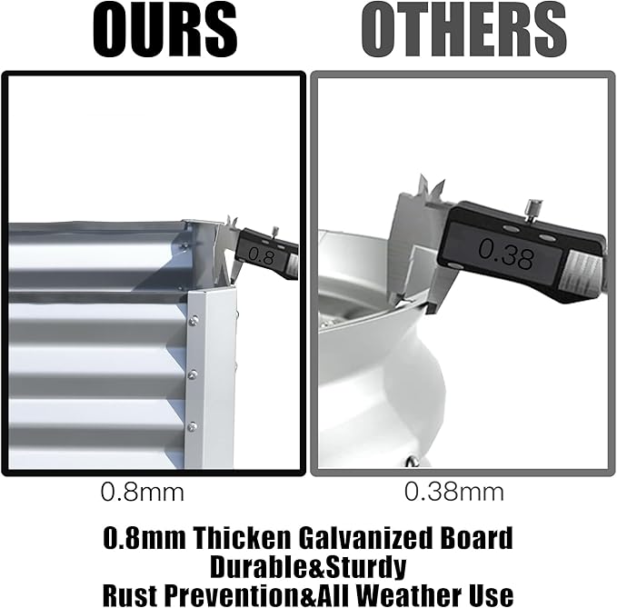 Domi Galvanized Raised Garden Bed, Outdoor Planter Garden Boxes Large Metal Planter Box for Gardening Vegetables Fruits Flowers, Silvery (8x4x1ft)