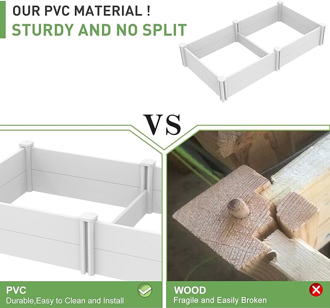6' x 3' Vinyl Raised Garden Bed Screwless Planter Box for Gardening, Whelping Pen and More