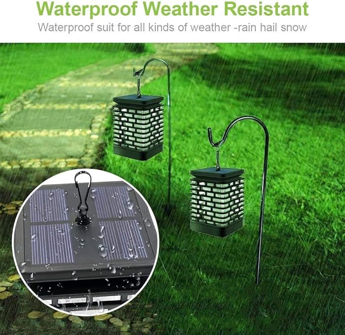 EOYIZW Solar Lanterns, 99LEDs Dancing Flickering Flame Lights, IP65 Waterproof, Purple, 3.5" H x 3.5" W x 3.5" D