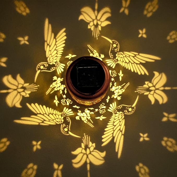 Hummingbird Solar Lanterns Outdoor Waterproof Hanging Solar Lights Metal Decor Lantern LED Light Christmas Decorative for Garden,Patio,Yard,Lawn,Backyard,Front,Porch as Holiday Gifts for Women Mom