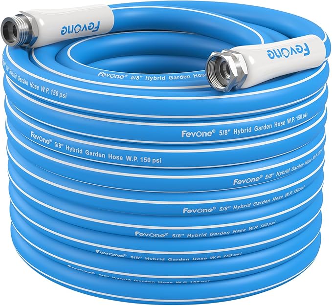 Fevone 75 ft Garden Hose, Heavy Duty Water Hose, Hybrid Polymer, Kink Resistance, Flexible, Durable, Leak Free, Aluminum Fittings, 3/4" GHT, 5/8" ID, 600 Psi, Drinking Water Safe