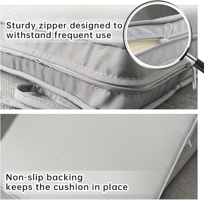 3-Pack Outdoor Patio Furniture Replacement Cushions Set–High-Elastic Sponge Cushions Fit 4-Piece Wicker Rattan Sofa, Loveseat & Chairs, 36x18x2 & 18x18x2, Waterproof, Fade-Resistant (Light gray)