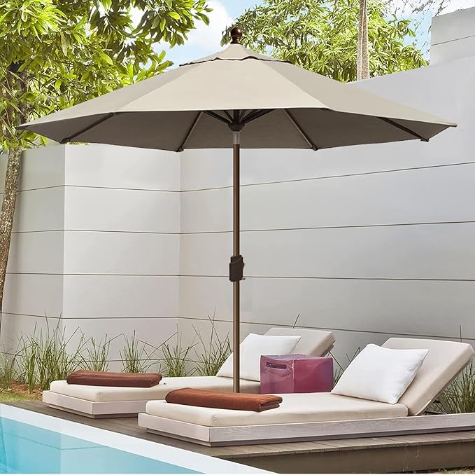 EliteShade USA 10-Year-Non-Fading 10Ft Market Umbrella Patio Umbrella Outdoor Table Umbrella with Ventilation, Antique Beige
