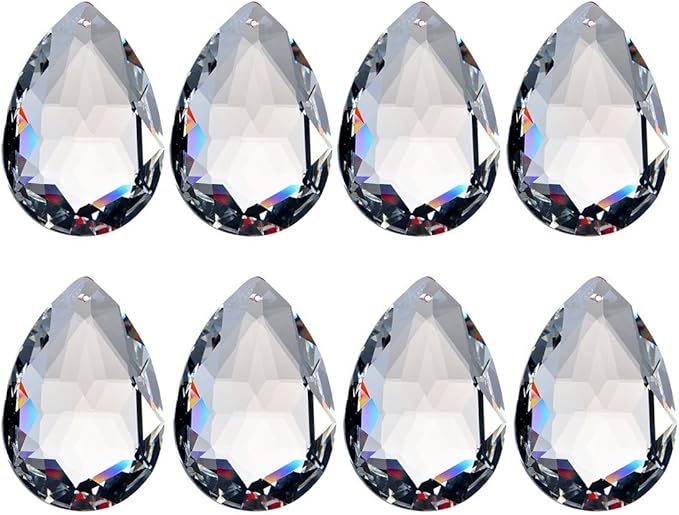H&D 10pcs 50mm Chandelier Crystal Prisms Pendants - Clear Crystal Teardrops Parts