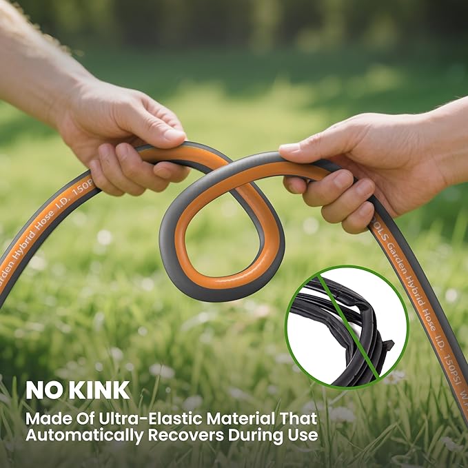 Giraffe Tools Garden Hose 5FT, 5/8" Lightweight Lay Flat Water Hose, Custom Length, Flexible, Leakproof Hybrid Hose Pipe with Male to Female Fitting