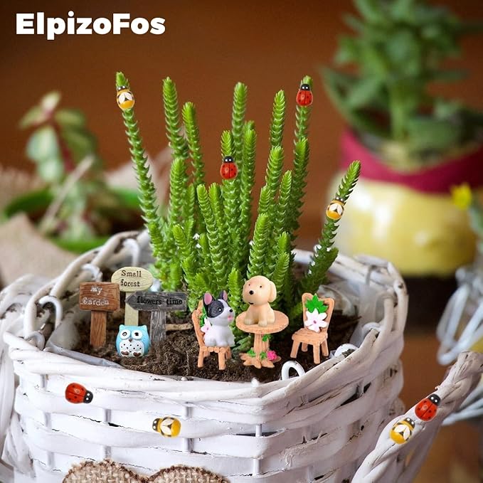 132pcs Fairy Garden Accessories Kit Miniature Animals,Tree,Fence,House Figurines Ornament Statue Craft for DIY Garden Micro Landscape Bonsai Dollhouse Decoration