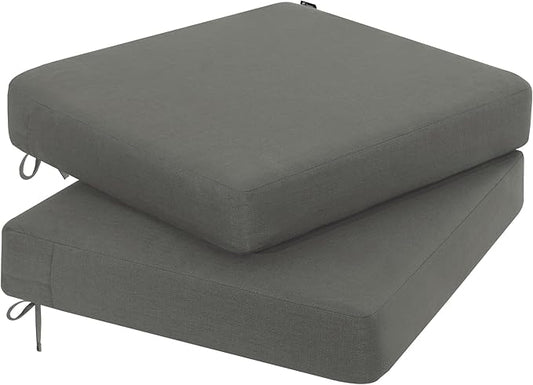 Favoyard Outdoor Chair Cushion 18.5 x 16 x 3 Inch Rainproof & 3-Year Fade Resistant Patio Furniture Cushions with Removable Cover and Adjustable Ties for Garden Sofa Couch Pads Set of 2, Dark Gray