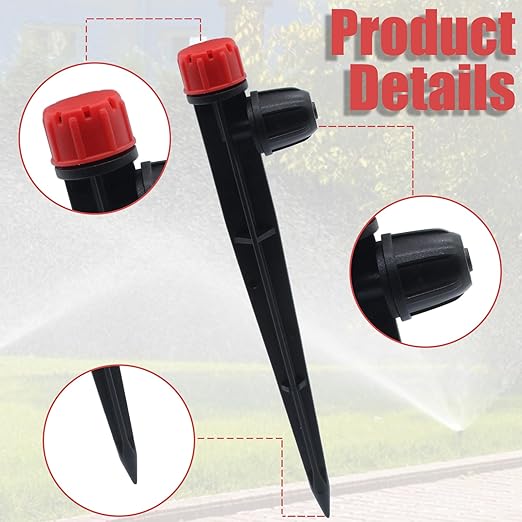 50 PCS Quick-Connect Drip Irrigation Emitters with Adjustable Water Flow - Sprayer for 1/4 inch Irrigation Tubing - 360 Degree Sprayer Perfect for Irrigation System Watering Kit(Red & Blue)