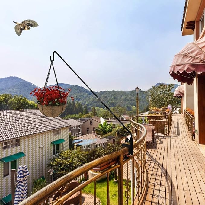 ERYTLLY Heavy Duty Deck Hook, Extensible and Adjustable Deck Hook with 2" Non Slip Horizontal Clamp for Hanging Bird Feeder, Plants, Suet Baskets,Wind Chimes,Lanterns and More