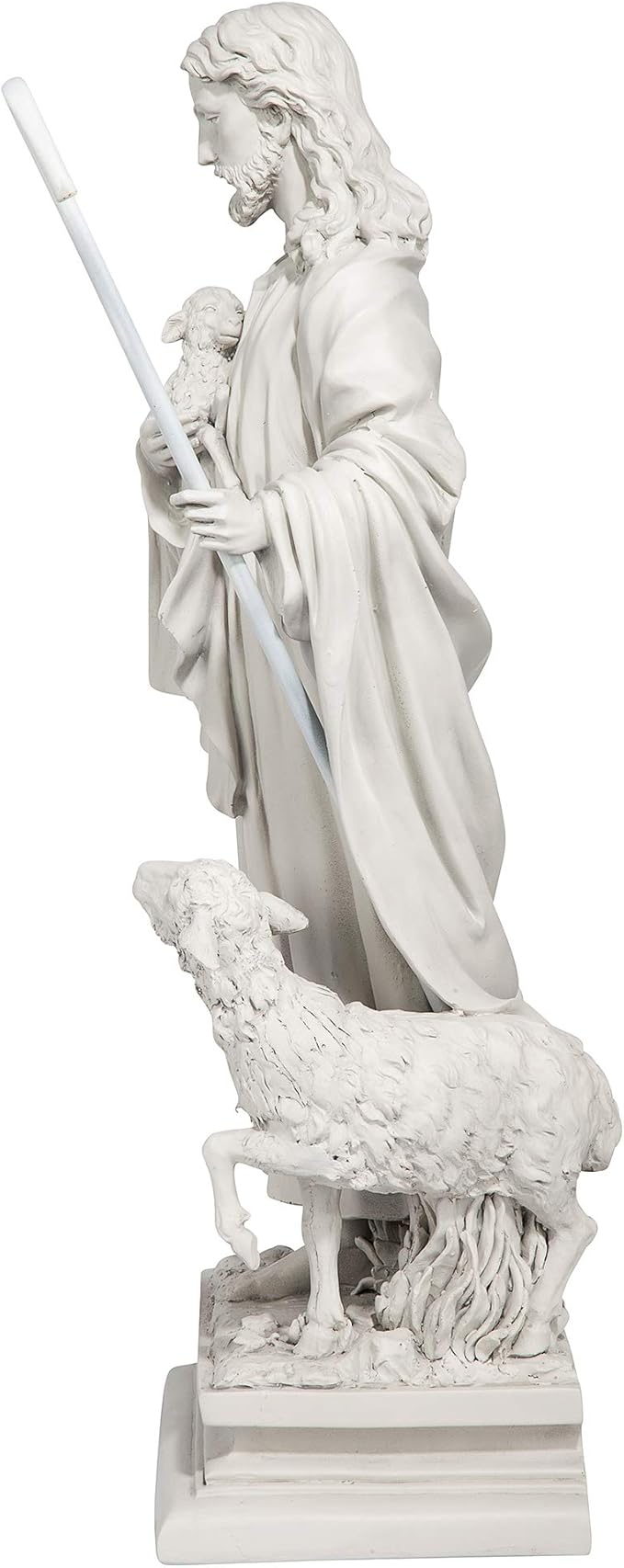 Design Toscano EU1785 Jesus The Good Shepherd Religious Garden Statue, 12 Inches Wide, 8 Inches Deep, 28 Inches High, Antique Stone Finish