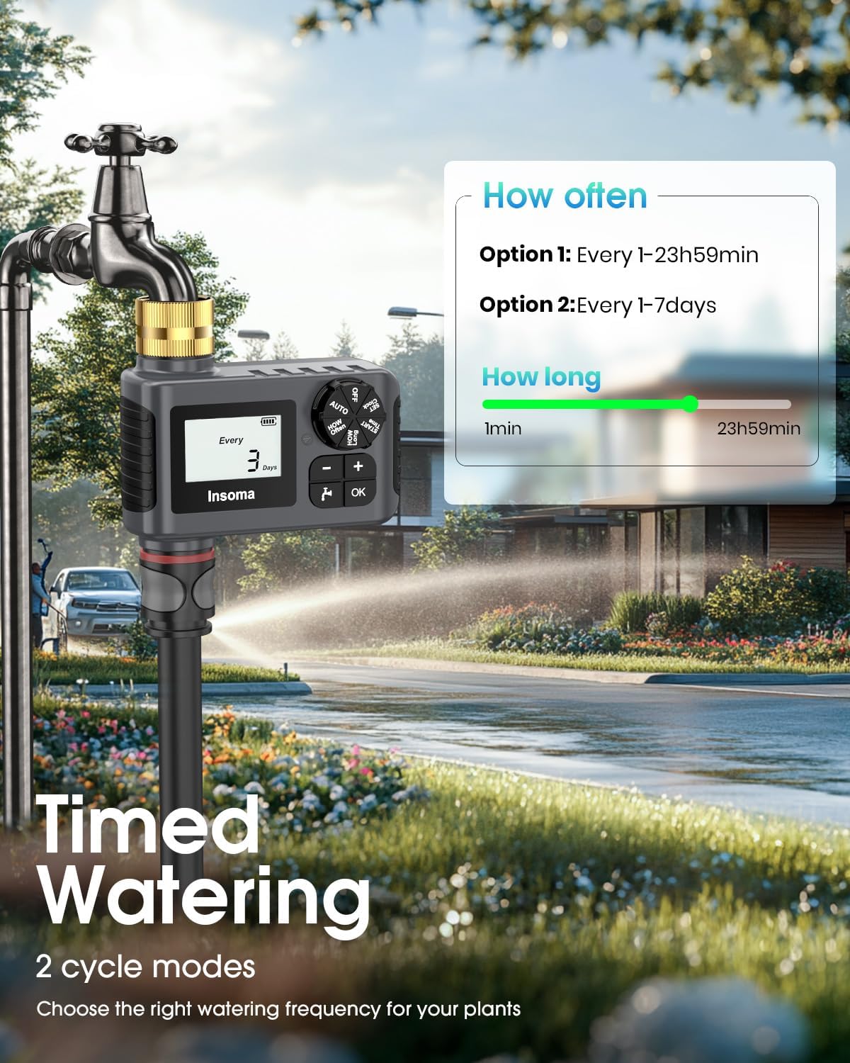 2-Packs Water Timer for Outdoor Garden Hose, Hose Timer with Rain Delay/Manual Mode, Automatic Drip Irrigation Controller System for Lawn Yard Garden Watering