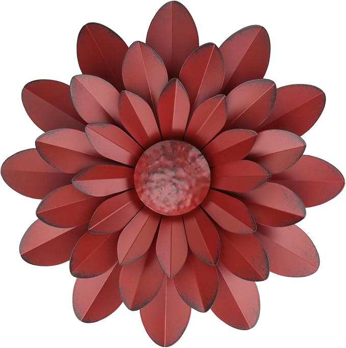 EASICUTI Coral Multiple Layer Metal Flower Wall Art Decor Hanging for Indoor Outdoor Home Bathroom Kitchen Dining Room Bedroom Living Room Farmhouse Or Wall Sculptures 12 Inch