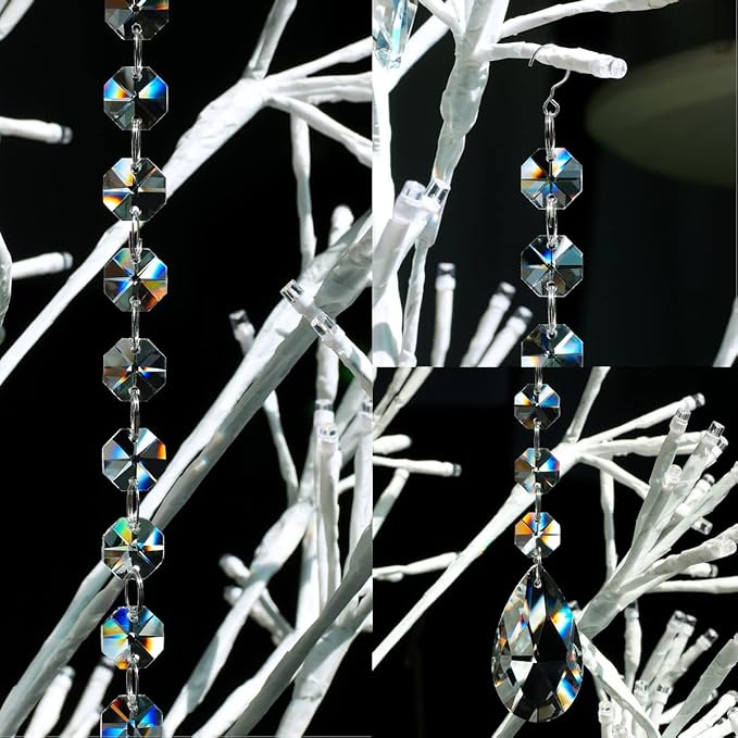 1ft 10pcs Teardrop Crystals Garland, Hanging Chandelier Crystals Prism Beads Chain for Wedding Home Decoration Clear GOLDENHAITAI