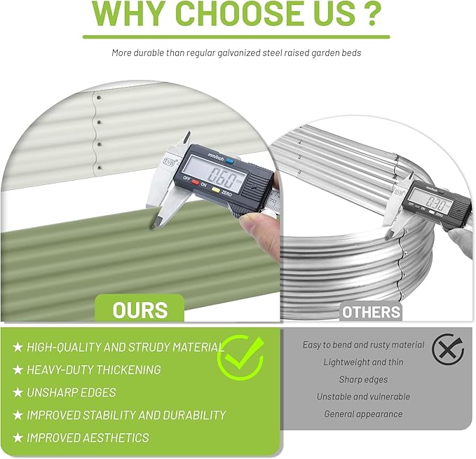 2PCS 8x4x1ft Galvanized Raised Garden Bed-Outdoor Galvanized Planter Box for Vegetables, Fruits,Herbs, Flowers, Metal Raised Garden Bed kit-Green