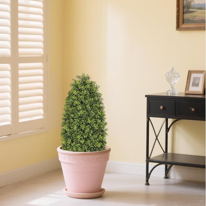 3ft Artificial Boxwood Topiary Trees (Set of 2) - UV Resistant Faux Plants for Outdoor/Indoor, Realistic 36in Fake Bushes and Shrubs for Front Porch, Planter, Patio - Low Maintenance & Evergreen