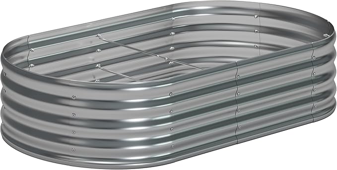6x3x1.3 Oval Galvanized Raised Garden Bed,Outdoor Planter Box Metal Patio Kit Planting Bed for Vegetables Flowers and Succulents