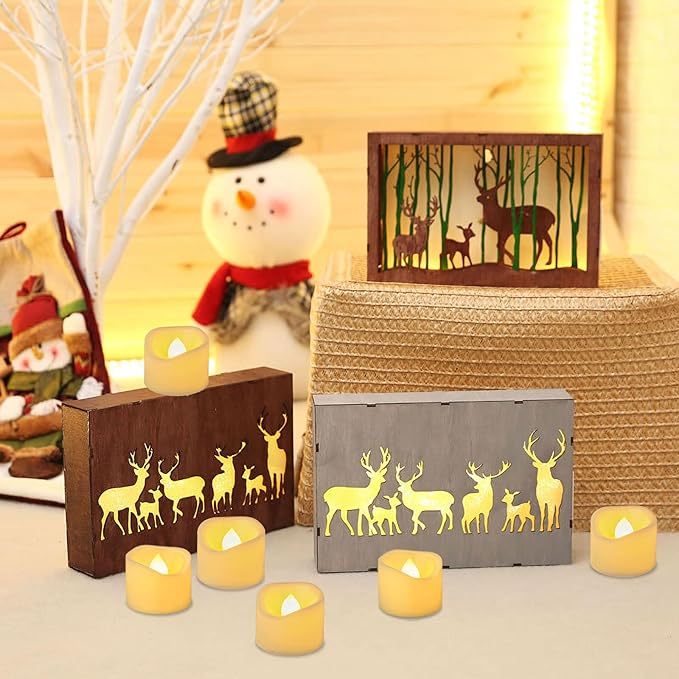 6 Flameless LED Battery Operated Tea Lights with Timer Realistic Flickering Electric Tealight Votive Candles Set Bulk Baptism Wedding Party Decorations Home Decor Centerpieces Batteries Incl.