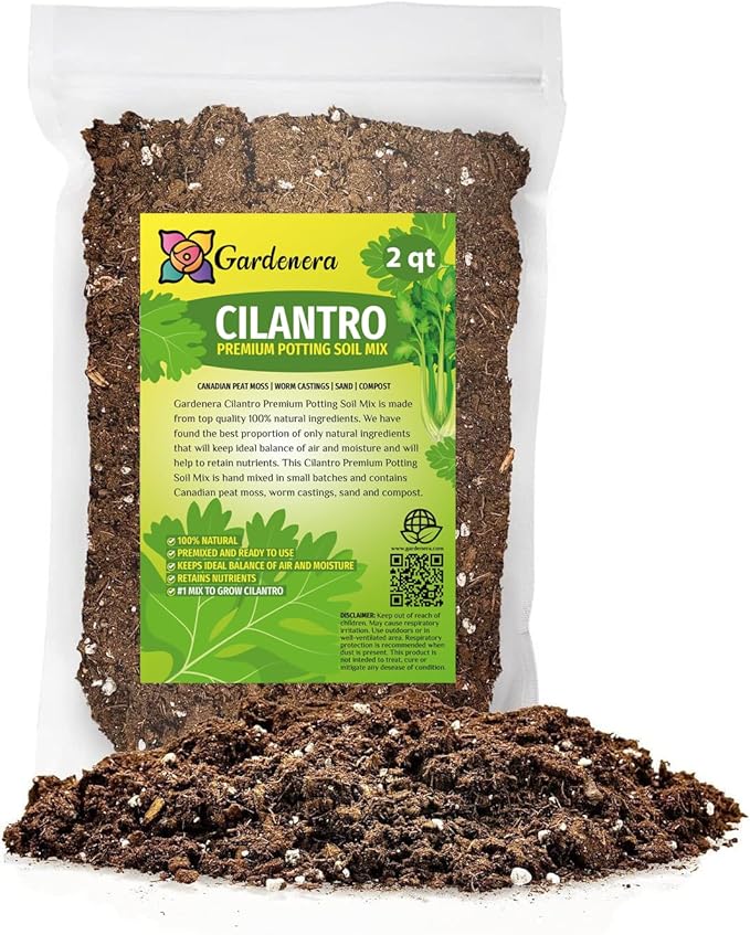 Elevate Your Cilantro Garden with Gardenera's Organic Potting Mix - Tailored for Robust Cilantro Plants and Bold Leaves - 2 Quart