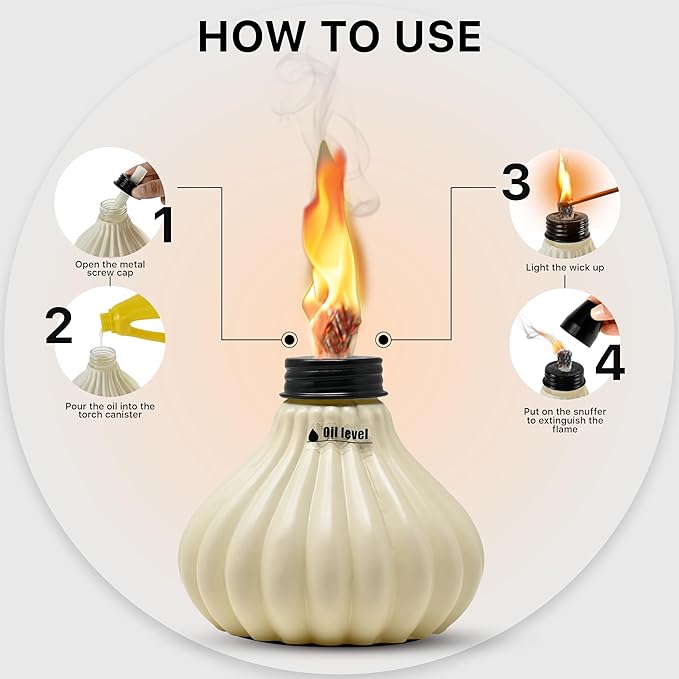 Deco Window Pack of 3 Table Torch for Indoor Outdoor Citronella Oil Tabletop Lamp Landscape Assorted Lantern with Fiberglass Wick & Cap for Garden Patio Yard Party Decor Light