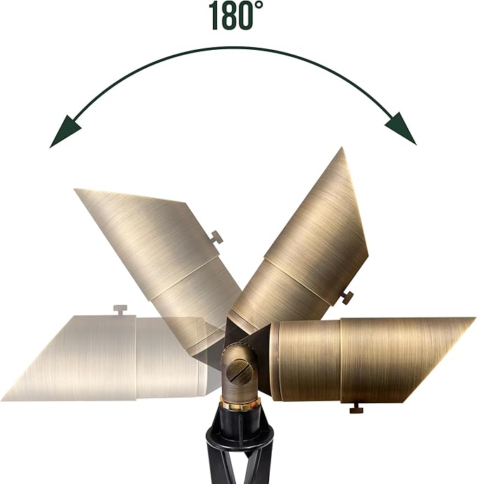 GKOLED Solid Brass Spotlight Low Voltage Landscape Lighting, LED Outdoor Lights for Garden Patio Yard, Directional Up Light with 5W MR16 Bulb, 12V 2700K Warm White