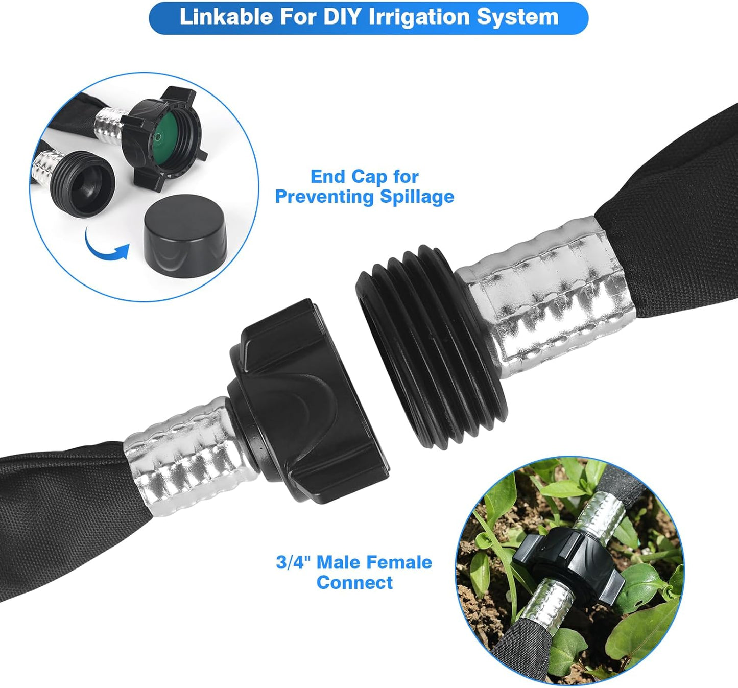 Flat Soaker Hose 10 FT,Drip Hose for Garden Beds Linkable Irrigation System Lightweight and Easy Watering for Tree Plant and Save 80% Water for You (10FT)