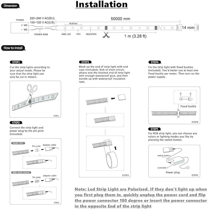 5050-60 Type AC 110-120V White LED Strip Lights, Flexible/Waterproof/Dimmable/Multi-Modes LED Rope Light + 23 Keys Remote for Home/Garden/Building Decoration (32.8ft/10m, White 6000K)