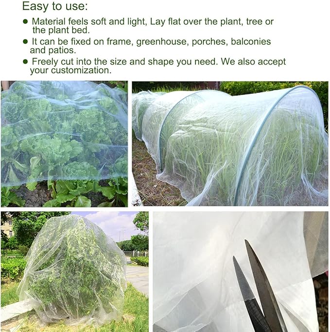 8Ft x 10Ft Mosquito Bug Insect Bird Fine Mesh Net Barrier Hunting Blind Garden Screen Netting for Protect Your Plant Fruits Flower