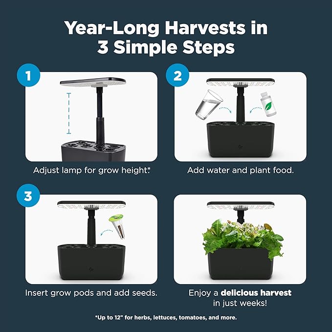 AeroGarden Harvest 2.0, Indoor Garden Hydroponic System with LED Grow Light, Holds up to 6 AeroGarden Pods, Cream
