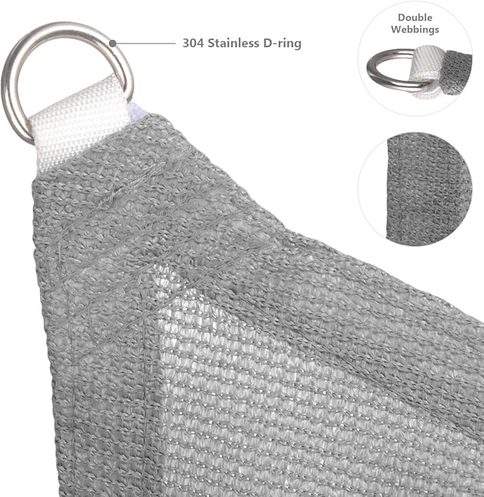 Eden's Decor Straight Flat-Edged Sun Shade Sail Rectangular 4' x 11' Grey UV-Blocking Outdoor Canopy Fabric Cloth Awning for Pergola Patio Garden Backyard Custom Size