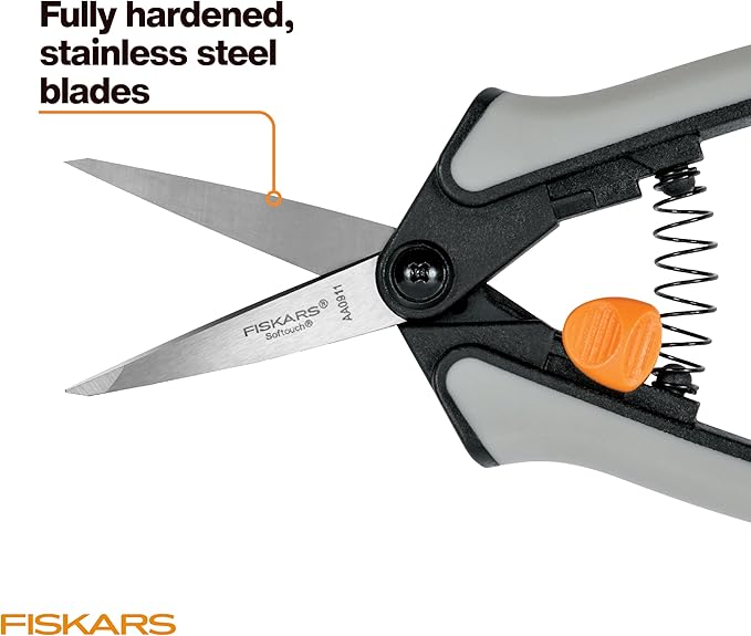 Fiskars 15pc Micro-Tip Pruning Snip Set, Precision Stainless Steel Blades, Softgrip Handles for Deadheading, Trimming & Shaping Small Plants