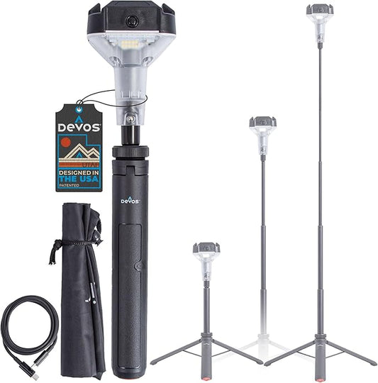 DEVOS - LIGHTRANGER 800 Mini Telescoping Camp Light, 4.5 Tall with 800 Lumens, Ultra Compact & Portable, Rechargeable LED Lantern, Up to 30-Hour Runtime, 1 Year Warranty, Includes Carry Case