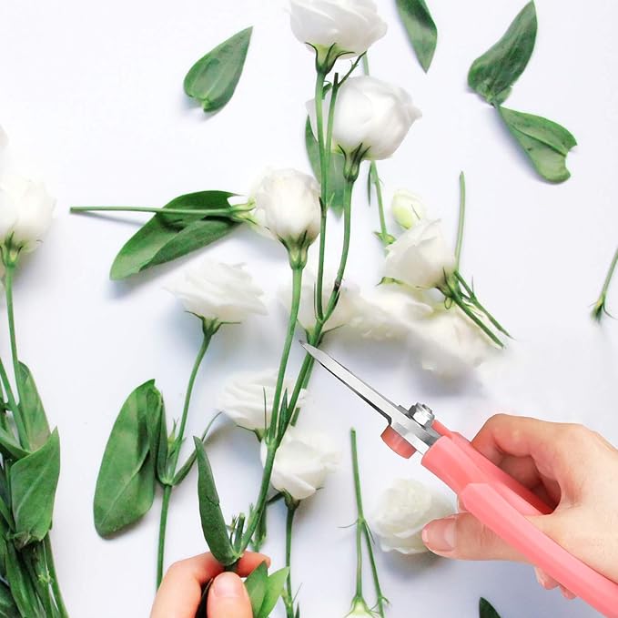 Flower Scissors, Strong Floral Shears, Premium Steel Garden Pruning Shears Floral Fruits Leaf Scissors Hand Pruner Snip Trimming Tool for Gardening Flower Arrangement, Pink