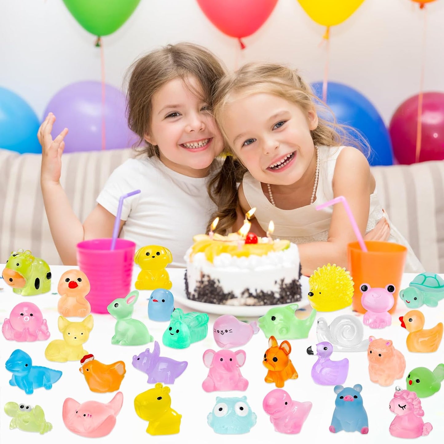 240 Pcs Luminous Mini Resin Animals 30 Styles Miniatures Animal Figurines Glow in the Dark Tiny Little Animals Figures to Hide for DIY Fairy Garden Micro Landscape Dollhouse Aquarium Party Decor